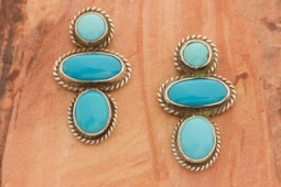 Genuine Egyptian Turquoise Sterling Silver Post Earrings